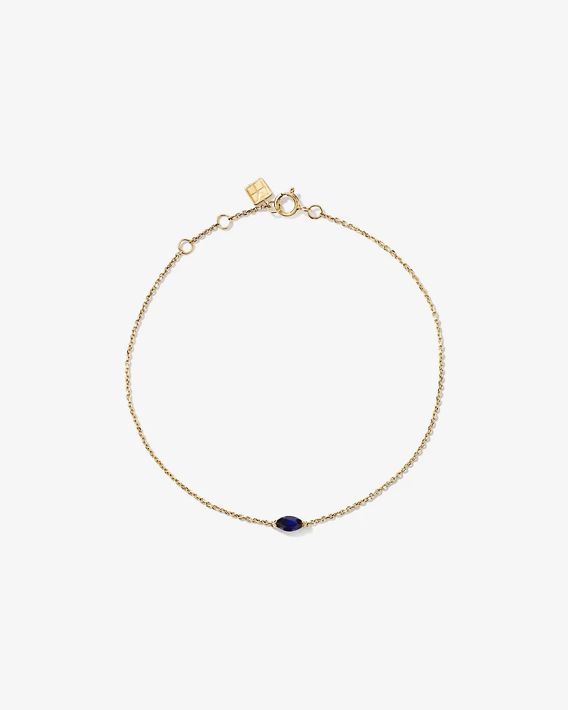 East West Marquise-Cut Created Sapphire Bracelet in 10kt Yellow Gold