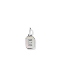 Letter E Mother of Pearl Initial Pendant Sterling Silver
