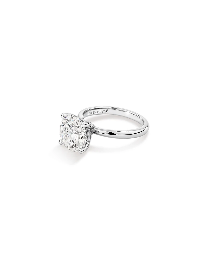 4,00 Carats Poids Total Bague De Fiançailles Solitaire En Diamant Rond Brillant Cultivé En Laboratoire, En Platine
