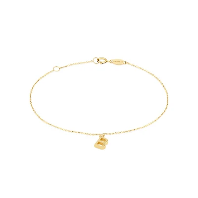 19cm (7.5") B Initial Bracelet in 10kt Yellow Gold
