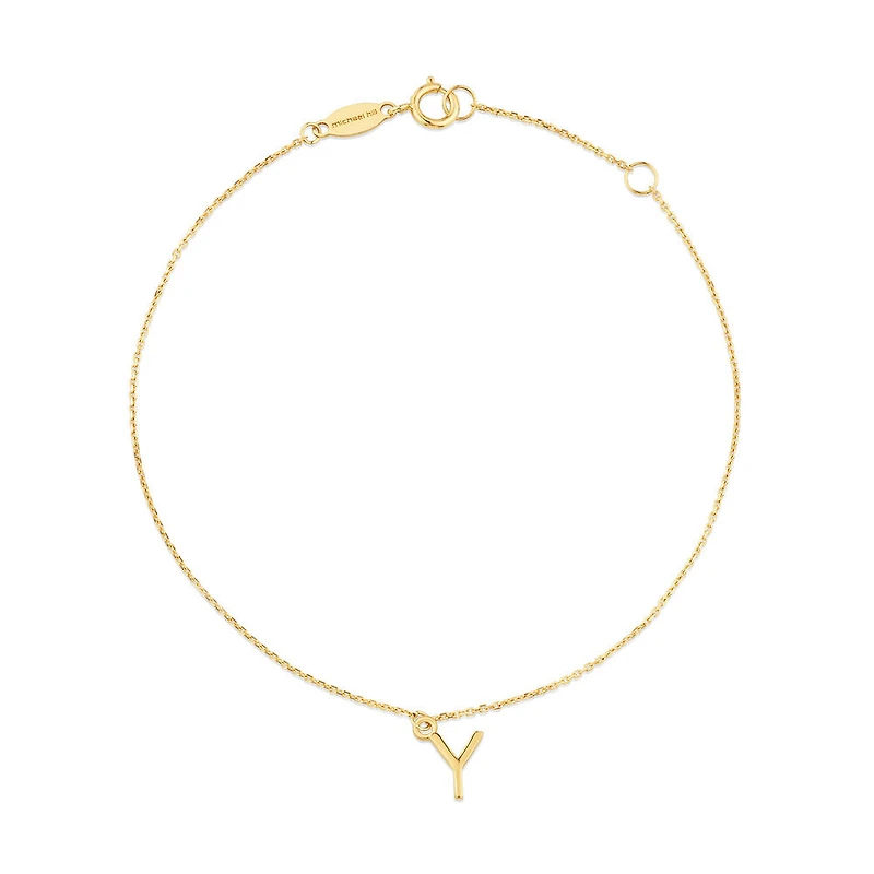 19cm (7.5") Y Initial Bracelet in 10kt Yellow Gold