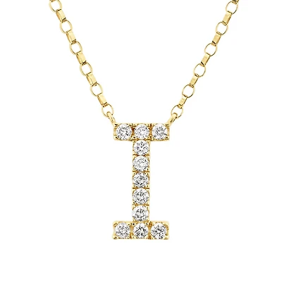 Collier à initiale « I » en or jaune 10 K à diamants totalisant 0,10 ct