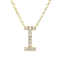Collier à initiale « I » en or jaune 10 K à diamants totalisant 0,10 ct
