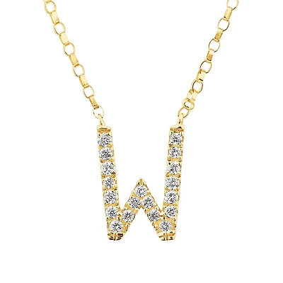 Collier à initiale « W » en or jaune 10 K à diamants totalisant 0,10 ct