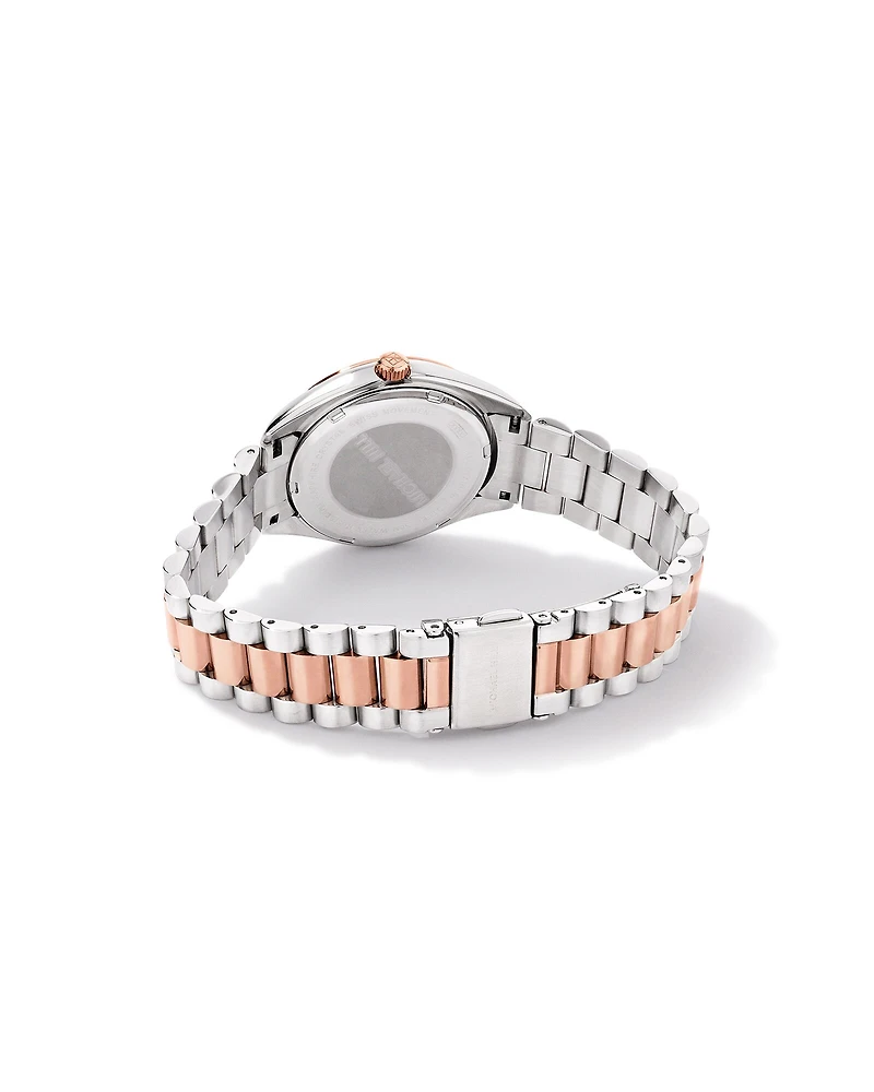 Women's 0.60 Carat TW Diamond Bezel Watch in Rose Tone Stainless Steel.