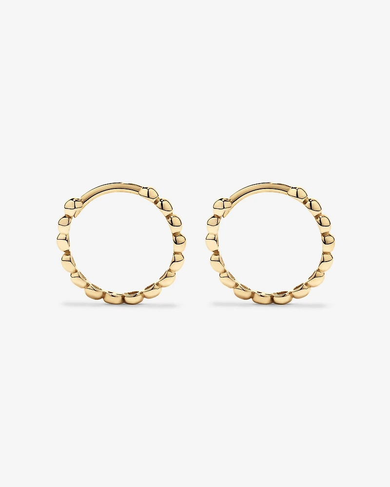 13.5mm Beaded Huggie Earrings in 10kt Yellow Gold