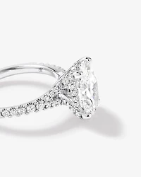 Bague de fiançailles en or blanc 18 carats avec diamant de laboratoire taille ovale de 3,50 carats