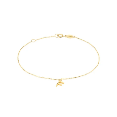 19cm (7.5") F Initial Bracelet in 10kt Yellow Gold