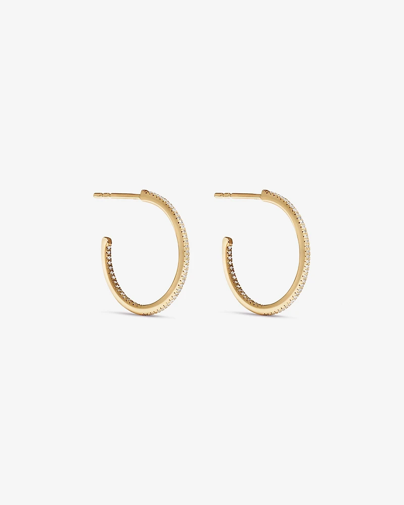 0.15 Carat TW Fine Diamond Hoop Earrings 10kt Yellow Gold