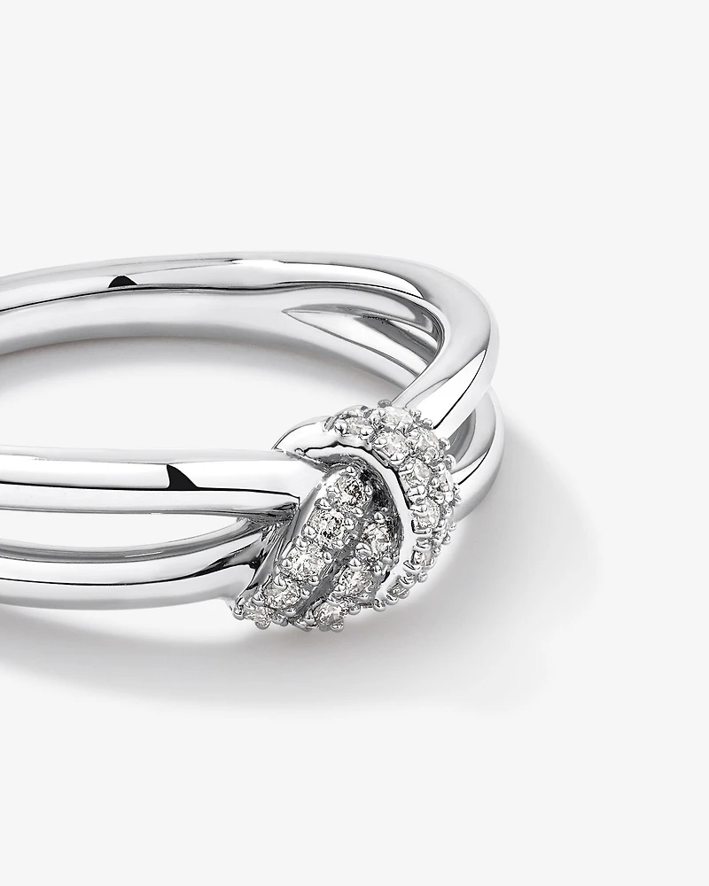 Bague TW 0,11 carat avec nœuds de diamants en argent sterling