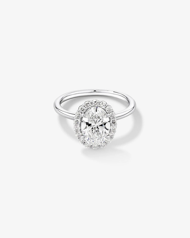 Bague de fiançailles en halo de diamants cultivés en laboratoire TW de 2,34 carats en or blanc 14 carats