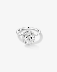 Bague de fiançailles en halo de diamants cultivés en laboratoire TW de 2,34 carats en or blanc 14 carats