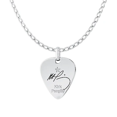 INXS Kirk Pengilly Pendentif médiator gravé avec chaîne en argent sterling recyclé