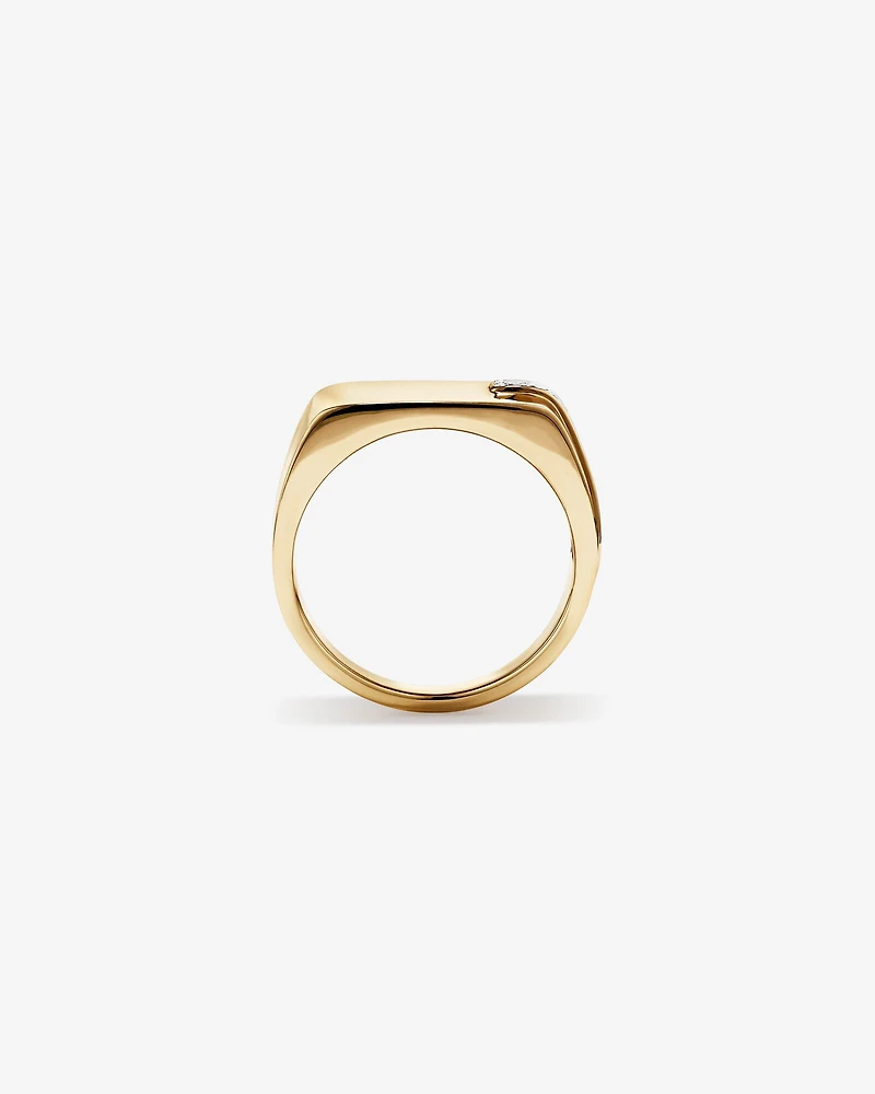 Chevalière Pour Homme Avec Accent En Diamant En Or Jaune Et Blanc 10Kt