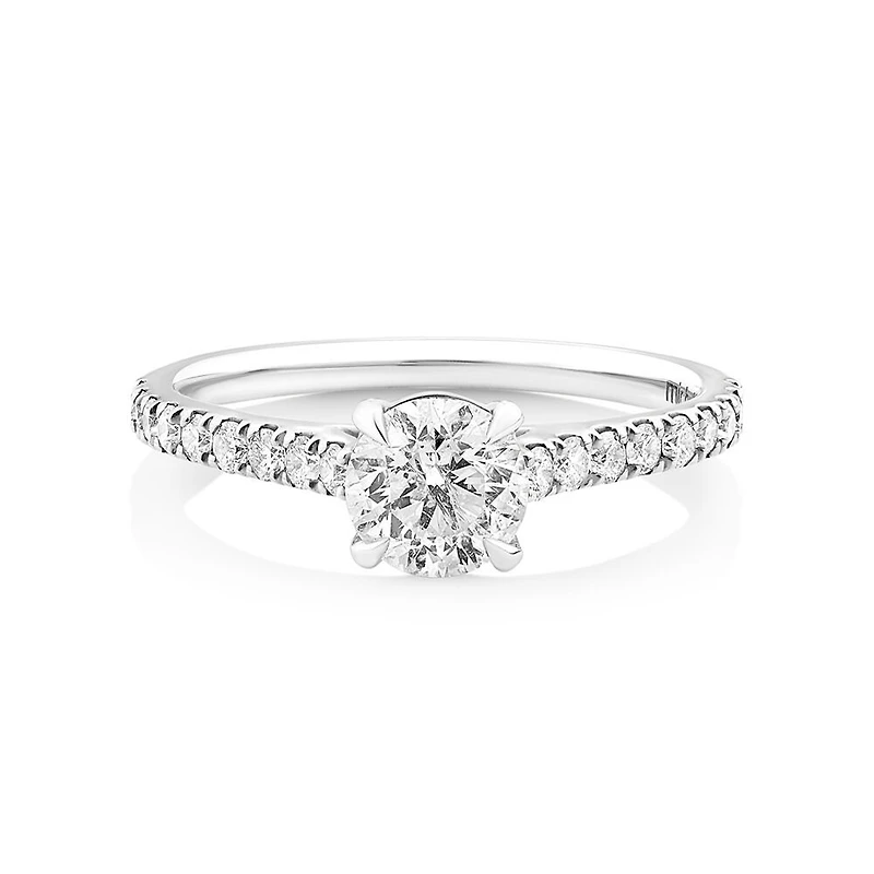 Bague de fiançailles en or blanc 14 K avec diamants totalisant 1,25 ct
