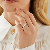 Bague de fiançailles en or blanc 18 K à diamant solitaire certifié totalisant 1 ct