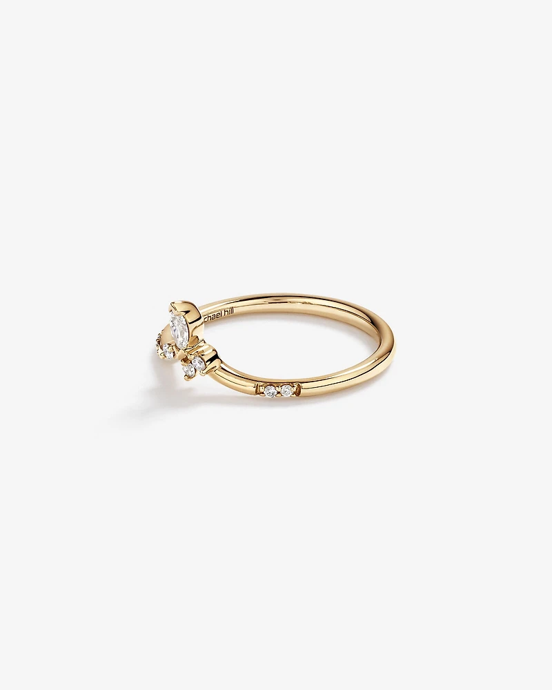 Bague de mariage contournée de 0,14 carat TW en diamants ronds brillants et marquise en or jaune 14 carats