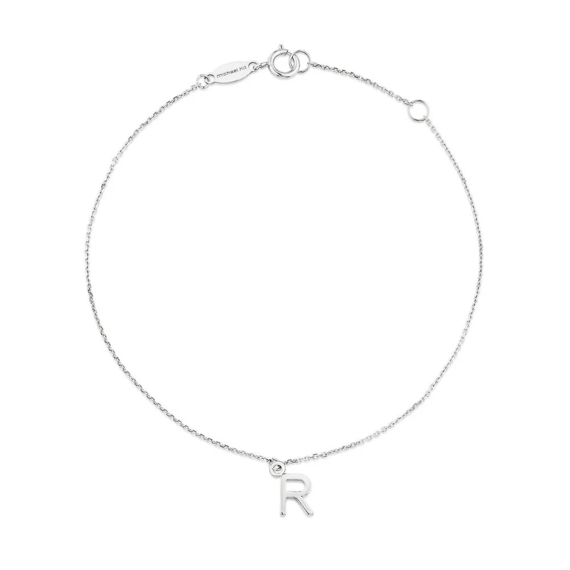 19cm (7.5") R Initial Bracelet in Sterling Silver
