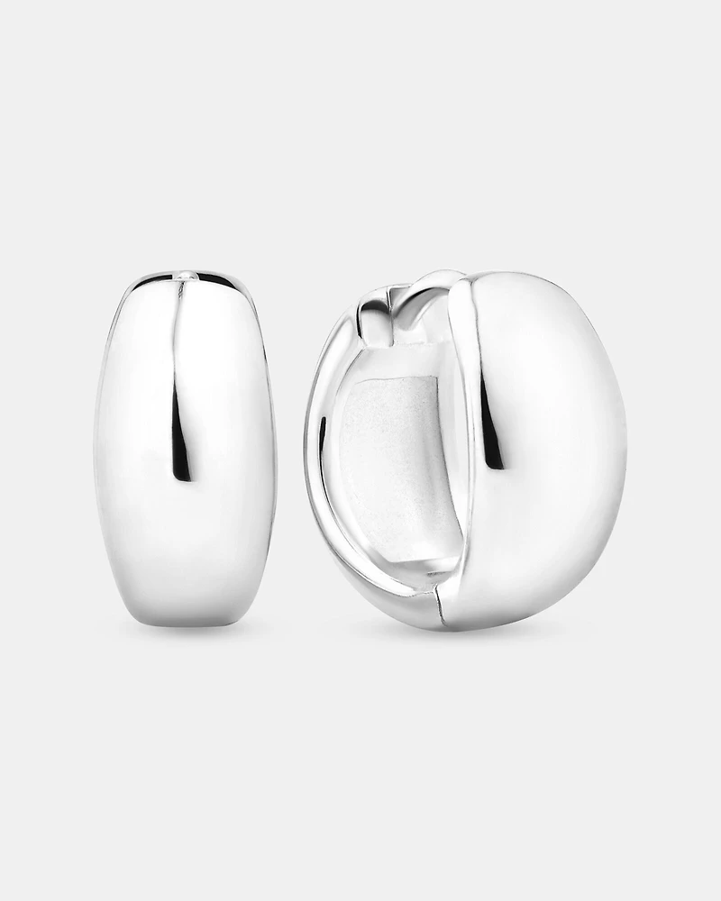 Anneaux courts polis en argent sterling