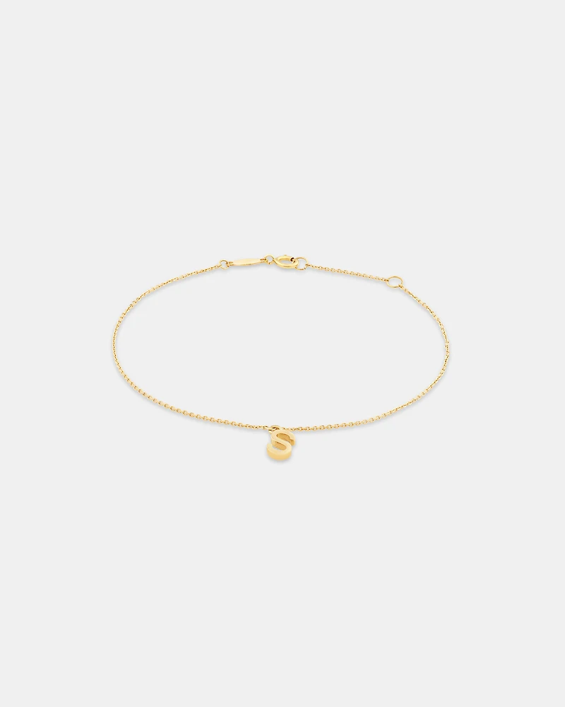 19cm (7.5") Initial Bracelet in 10kt Yellow Gold