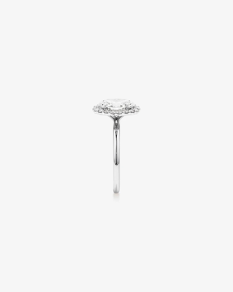 Bague de fiançailles en halo de diamants cultivés en laboratoire TW de 2,34 carats en or blanc 14 carats