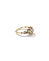 0.65 Carat TW Cushion Cluster Halo Diamond Ring in 10kt Yellow Gold