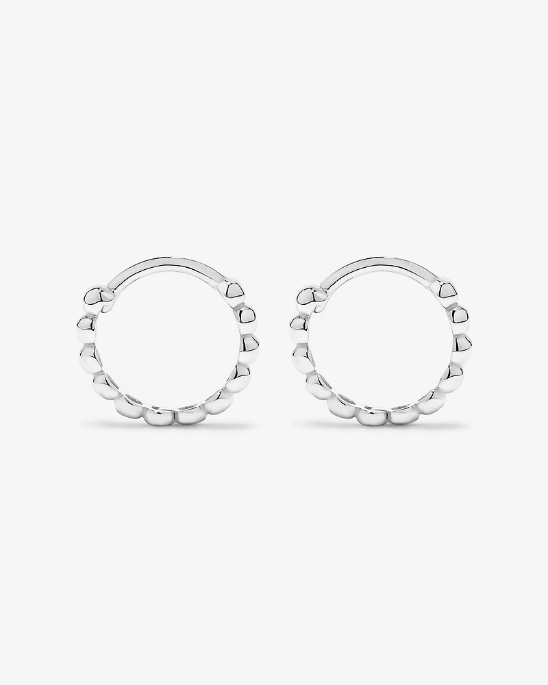 12mm Beaded Huggie Earrings in Sterling Silver