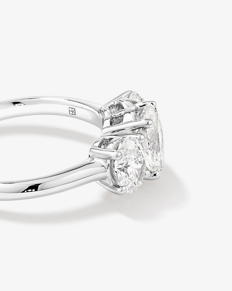 2 Carat Three Stone Oval Laboratory-Grown Diamond Engagement Ring In 14kt Gold