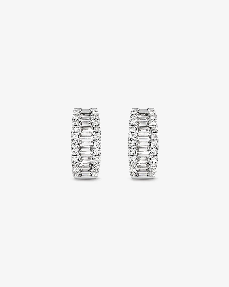 1.00 Carat TW Diamond Dot Dash Huggie Earrings in 14kt White Gold