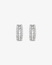 1.00 Carat TW Diamond Dot Dash Huggie Earrings in 14kt White Gold