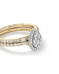 0,75 carat Poids Total Bague de Fiançailles Cluster en Forme de Poire et Bague de Mariage en Or Jaune et Blanc 14kt