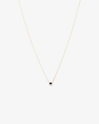 Emerald Cut Blue Sapphire Gemstone and 0.05 Carat TW Diamond Halo Necklace in 10kt Yellow Gold
