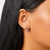 Boucles d'oreilles en forme de cœur avec symbole de l'infini en or jaune 10 K avec diamants totalisant 0,20 ct