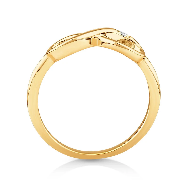 Bague infini ornée d'un diamant en or jaune 10kt