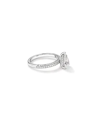Bague de fiançailles en diamant de laboratoire taille poire 1,96 carat poids total en or blanc 14 kt