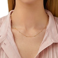 Collier de perles réglable en or jaune 10 K 45 cm, largeur 2 à 2,5 mm