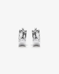 8mm Ribbed Flare Hoop Huggie Earrings in Sterling Silver