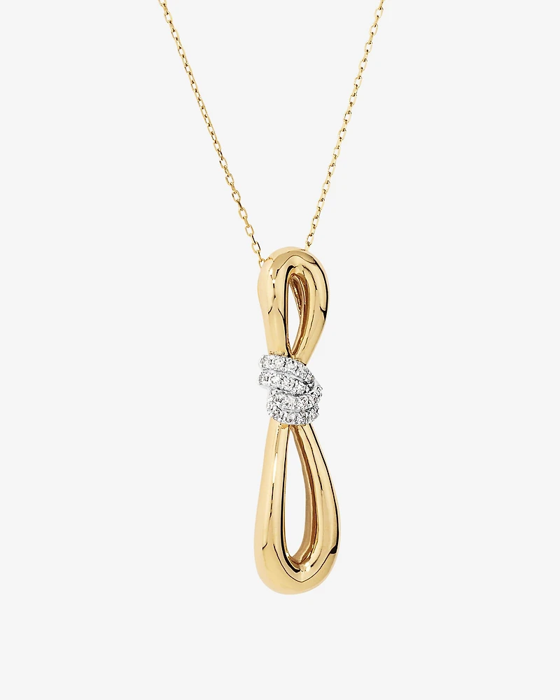 Pendentif à nœud de diamant TW de 0,17 carat en or jaune 10 carats