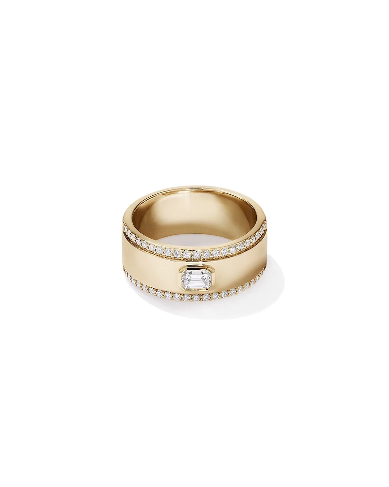 0.50 Carat TW of Laboratory-Grown Emerald & Round Brilliant Diamond Ring in 10kt Yellow Gold