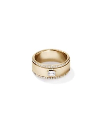 0.50 Carat TW of Laboratory-Grown Emerald & Round Brilliant Diamond Ring in 10kt Yellow Gold