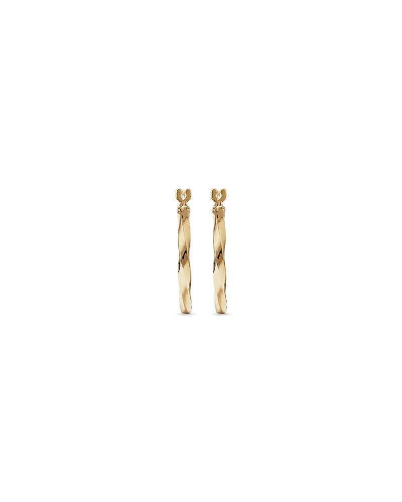 15mm Square Twist Hoop Earrings 10kt Yellow Gold
