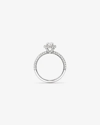 1.30 Carat TW Oval Cut Diamond Pave Halo Engagement Ring in Platinum