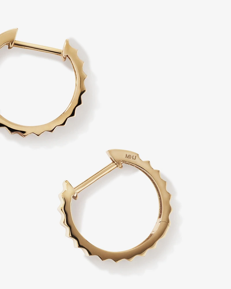 Ribbed Huggie Hoop Earrings 10kt Yellow Gold