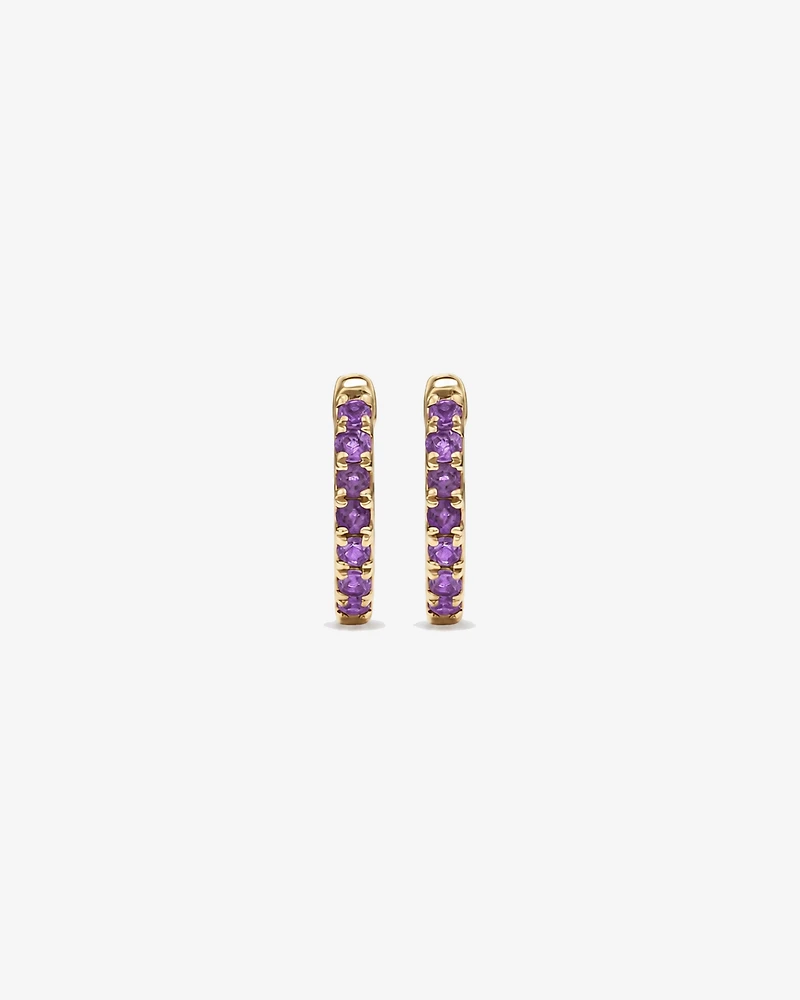 Boucles d'oreilles anneaux Améthyste en or jaune 10 ct