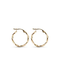 15mm Square Twist Hoop Earrings in 10kt Yellow Gold