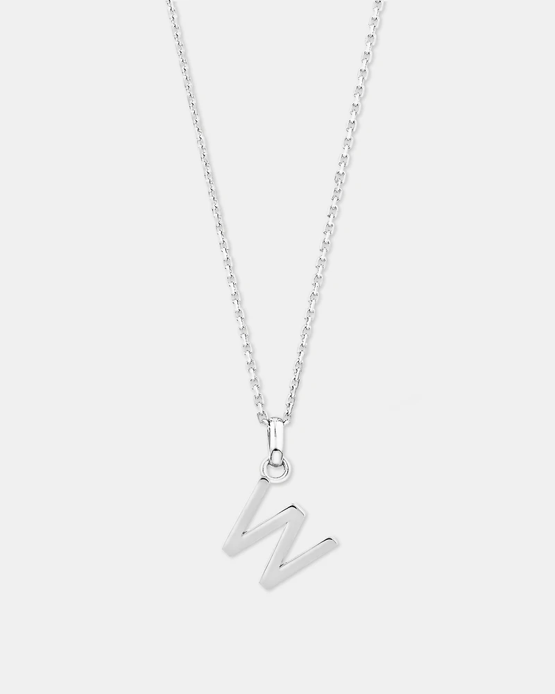 "W" Initial Pendant in Sterling Silver