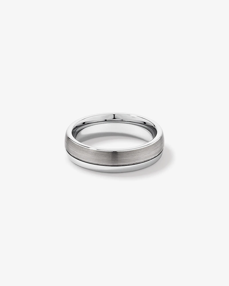6mm Polished and Brushed Tungsten Wedding Band
