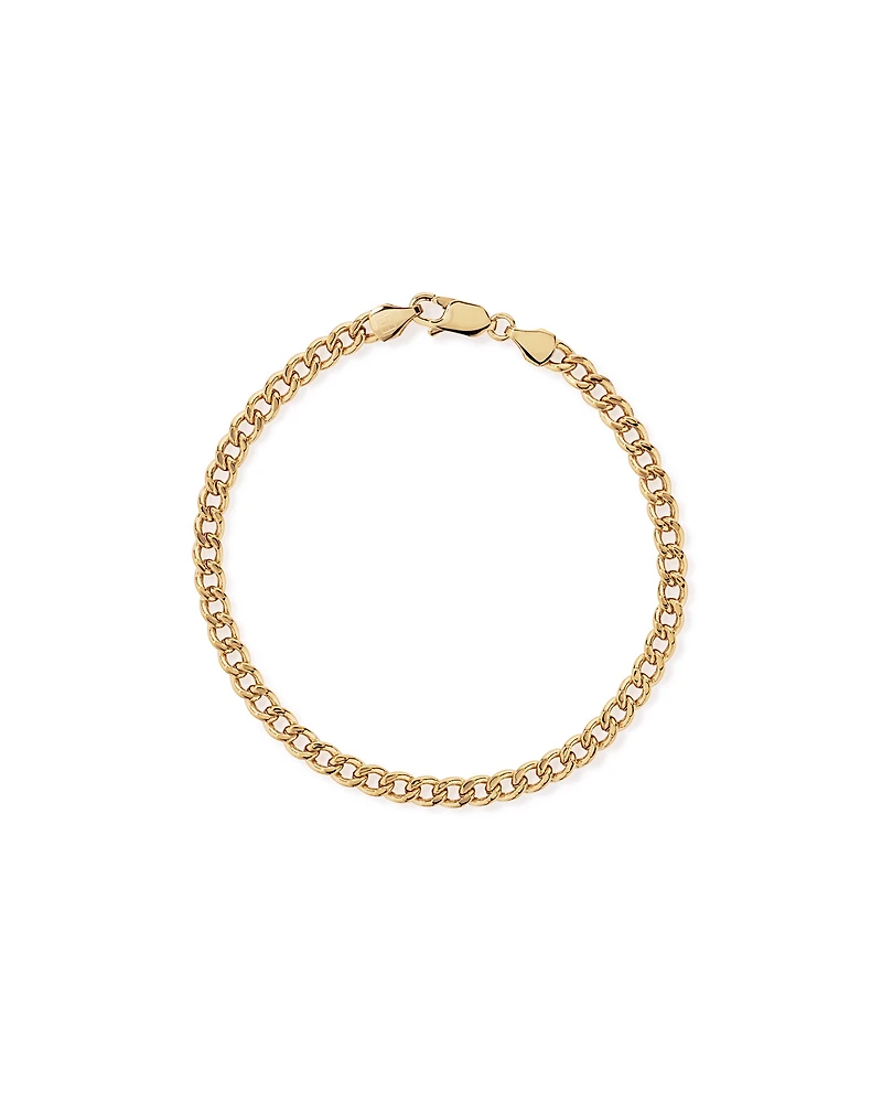 19cm (22") 4.2mm Width Semi Solid Diamond Cut Curb Bracelet in 10kt Yellow Gold