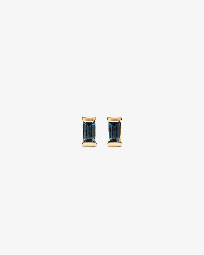 Stud Earrings with London Blue Topaz in 10kt Yellow Gold
