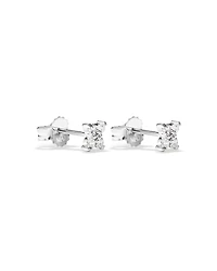Floral Stud Earrings with Cubic Zirconia in Sterling Silver